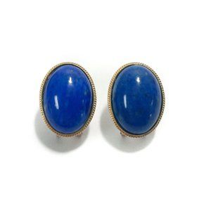 14k Yellow Gold Lapis Lazuli Earrings
